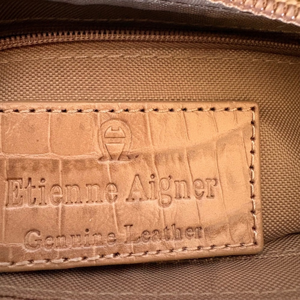 Etienne Aigner Vintage Tan Croc Embossed Leather Shoulder Bag 80033 - Picture 5 of 16